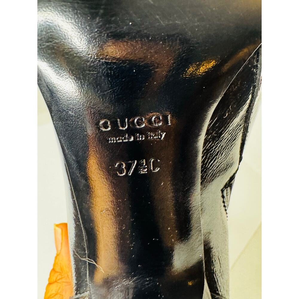 Gucci Hysteria Patent Leather Ankle Boots Black High Gloss Booties EU 37.5C - Picture 3 of 11